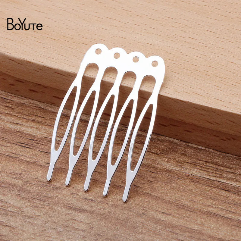 BoYuTe Metal Iron 5 Teeth Hair Comb 4 Holes Diy Hair Jewelry Accessories