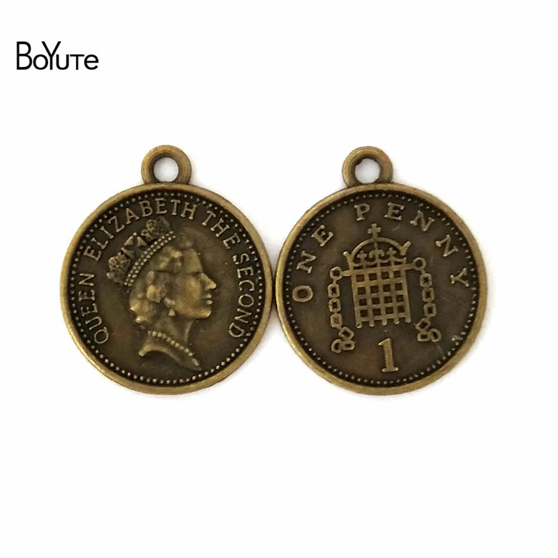 BoYuTe 17*19MM Elizabeth Coin Charms Pendants for Jewelry Making