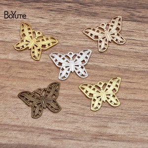 BoYuTe 100Pcs 22*16MM Filigree Butterfly Pendant Brass Material DIY