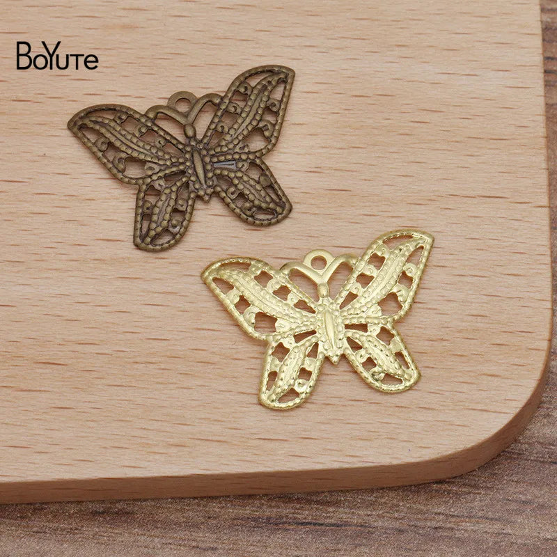 BoYuTe 100Pcs 22*16MM Filigree Butterfly Pendant Brass Material DIY