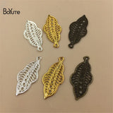 BoYuTe 100Pcs Metal Copper Filigree Stamping Plate Leaf Charms