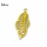 BoYuTe 100Pcs Metal Copper Filigree Stamping Plate Leaf Charms