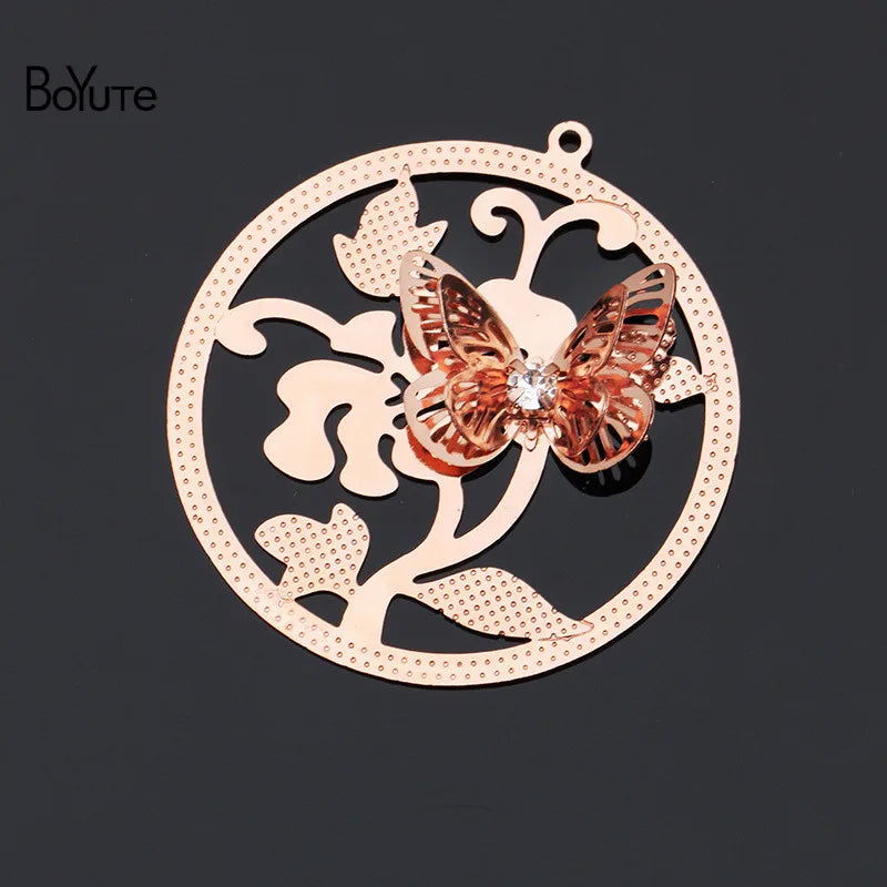 BoYuTe 10Pcs 38MM Filigree Butterfly Pendant DIY Charms