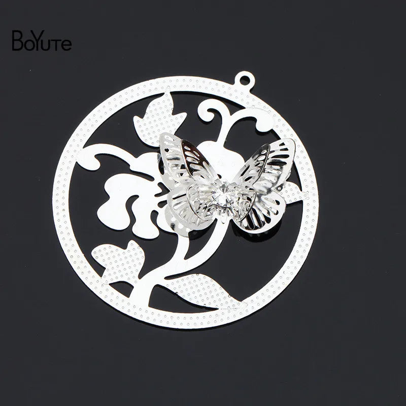 BoYuTe 10Pcs 38MM Filigree Butterfly Pendant DIY Charms
