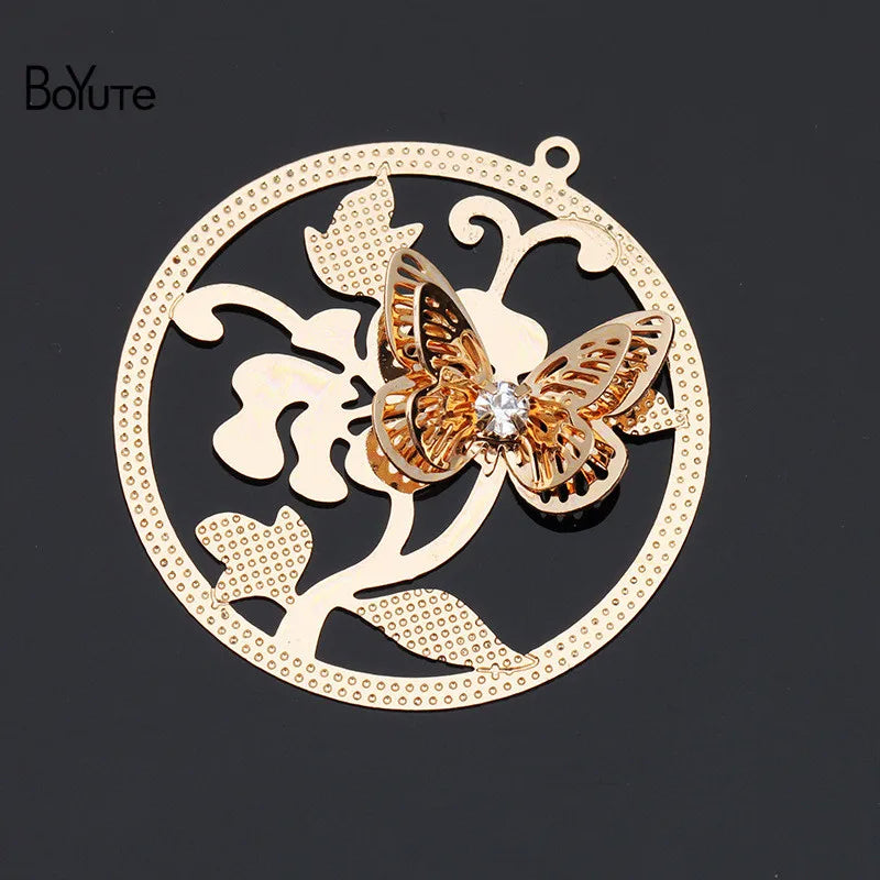 BoYuTe 10Pcs 38MM Filigree Butterfly Pendant DIY Charms