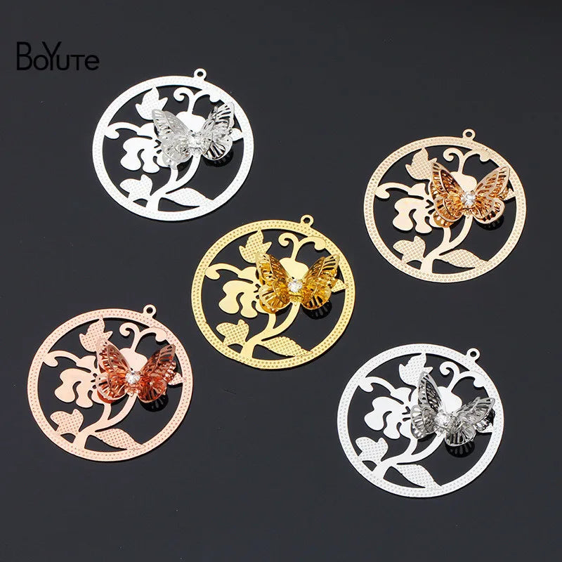 BoYuTe 10Pcs 38MM Filigree Butterfly Pendant DIY Charms