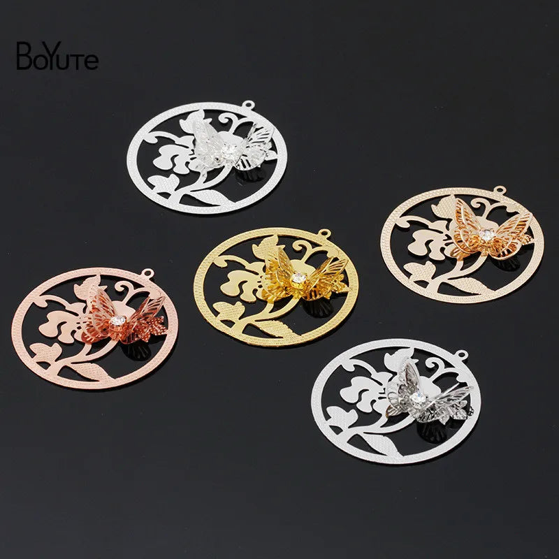 BoYuTe 10Pcs 38MM Filigree Butterfly Pendant DIY Charms