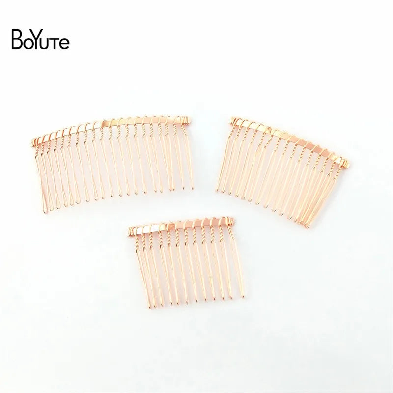 BoYuTe 10Pcs Metal Hair Comb Base 8 Colors Plated DIY Women Hair Jewelry