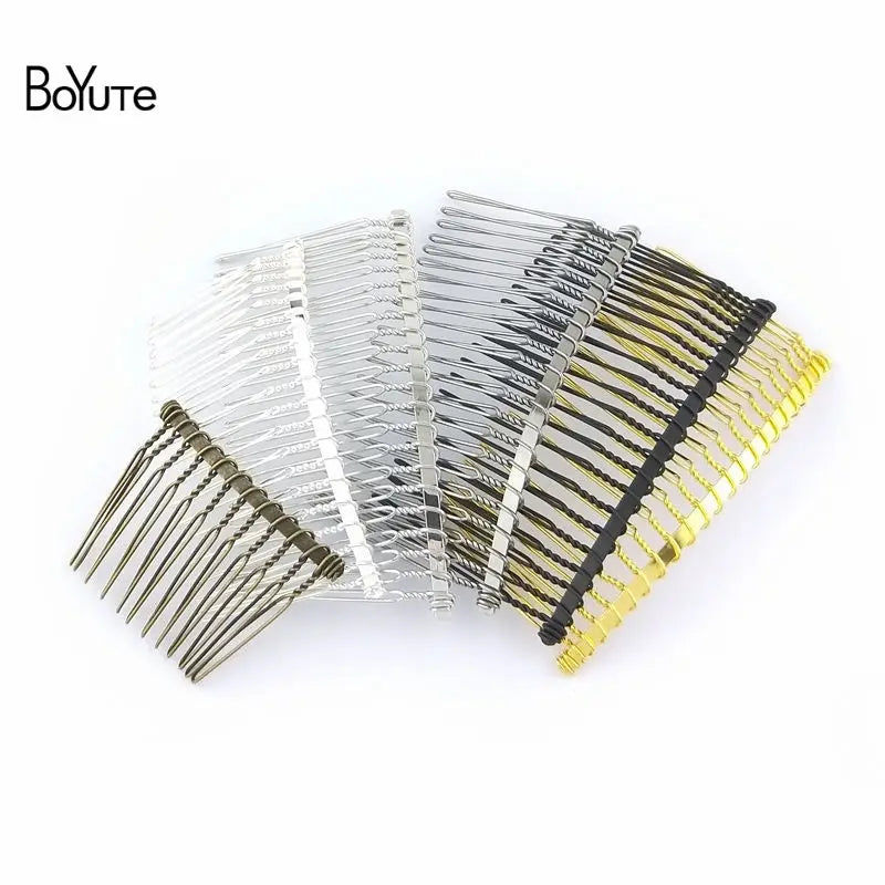 BoYuTe 10Pcs Metal Hair Comb Base 8 Colors Plated DIY Women Hair Jewelry