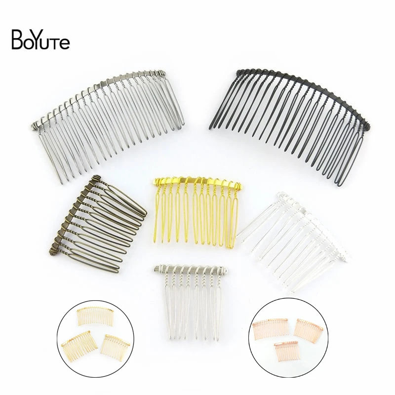 BoYuTe 10Pcs Metal Hair Comb Base 8 Colors Plated DIY Women Hair Jewelry