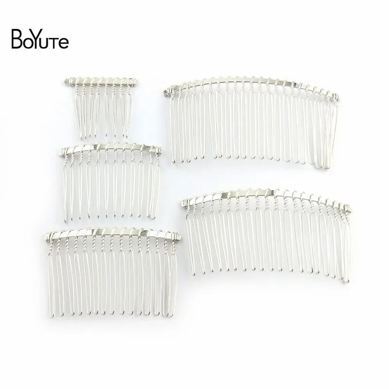 BoYuTe 10Pcs Metal Hair Comb Base 8 Colors Plated DIY Women Hair Jewelry