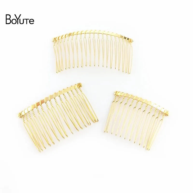 BoYuTe 10Pcs Metal Hair Comb Base 8 Colors Plated DIY Women Hair Jewelry