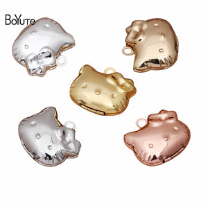 BoYuTe Metal Brass Cat Floating Locket Charms Pendant