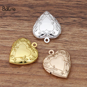 BoYuTe 20MM Brass Heart Memory Locket Pendant Charms for Jewelry Making