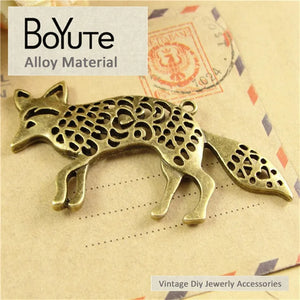BoYuTe 33*66MM Antique Bronze Fox Pendant Diy Jewelry Making Accessories