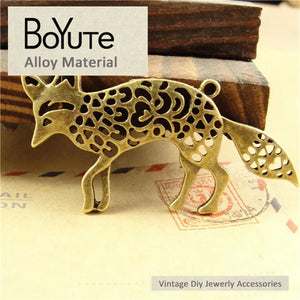 BoYuTe 33*66MM Antique Bronze Fox Pendant Diy Jewelry Making Accessories