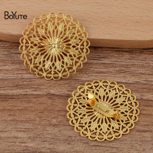 BoYuTe 38MM Metal Brass Filigree Flower Brooch Pins - DIY Jewelry Accessories