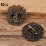 BoYuTe 38MM Metal Brass Filigree Flower Brooch Pins - DIY Jewelry Accessories