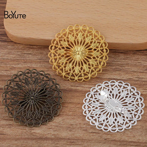 BoYuTe 38MM Metal Brass Filigree Flower Brooch Pins - DIY Jewelry Accessories