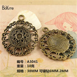 BoYuTe 20 Pieces 38MM Vintage Charms Round Cards Pendant Antique Bronze