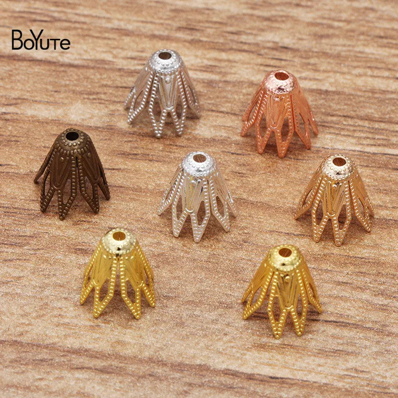 BoYuTe 200 Pcs 9*10MM Filigree Flower Charms Brass DIY Jewelry Vintage