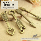BoYuTe 200Pcs 8*30MM Arrow Heart Charms Bronze Plated Love Pendants