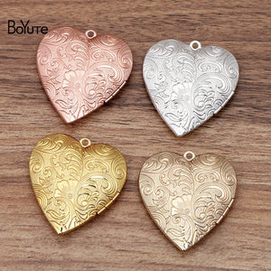 Metal Brass Heart Locket Pendant Photo Jewelry DIY Accessories