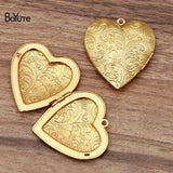 Metal Brass Heart Locket Pendant Photo Jewelry DIY Accessories