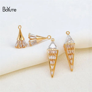 Metal Brass Zircon Ice Cream Pendant Charms Diy Earrings Jewelry