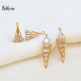Metal Brass Zircon Ice Cream Pendant Charms Diy Earrings Jewelry
