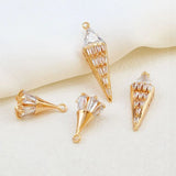 Metal Brass Zircon Ice Cream Pendant Charms Diy Earrings Jewelry
