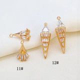 Metal Brass Zircon Ice Cream Pendant Charms Diy Earrings Jewelry