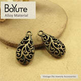 BoYuTe 12*24MM Antique Bronze Silver Plated Zinc Alloy Water Drop Pendant Charms