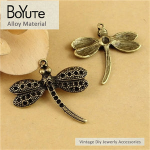 BoYuTe Vintage Metal Butterfly Dragonfly Charms 37*35MM