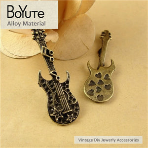 Antique Bronze Guitar Pendant for Jewelry Making