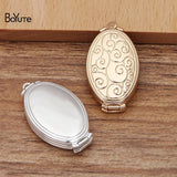Memory Photo Locket Oval Shape 20*33*9MM Direct Metal Brass Pendant