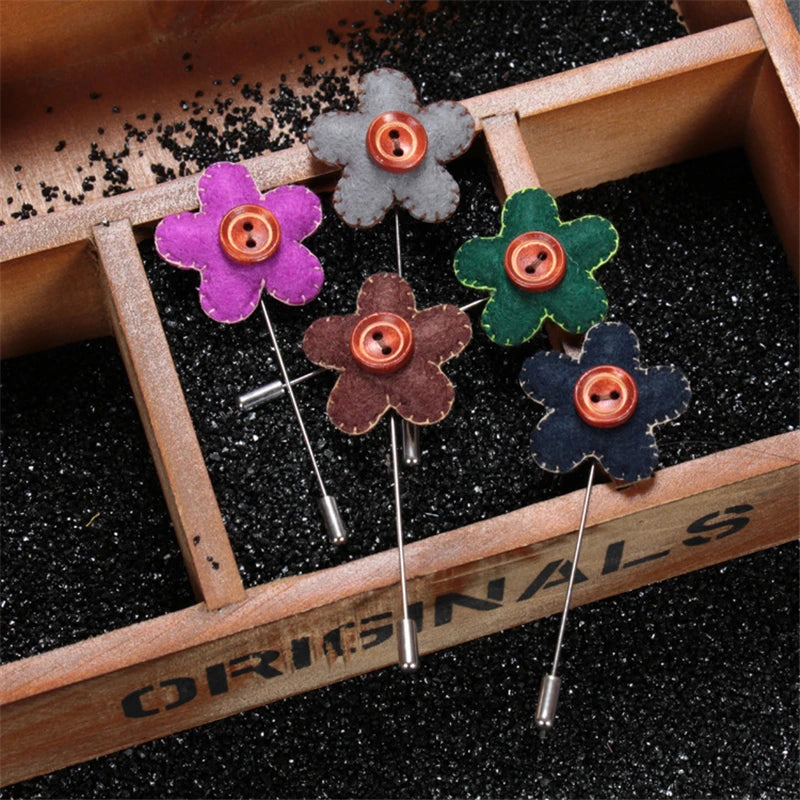 BoYuTe (5 Pieces/Lot) Flower Lapel Pin Brooch Hand Brooches Vintage Men