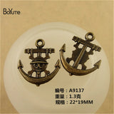 BoYuTe 22*18MM Antique Bronze Pirates Rudder Anchor Charm Pendant