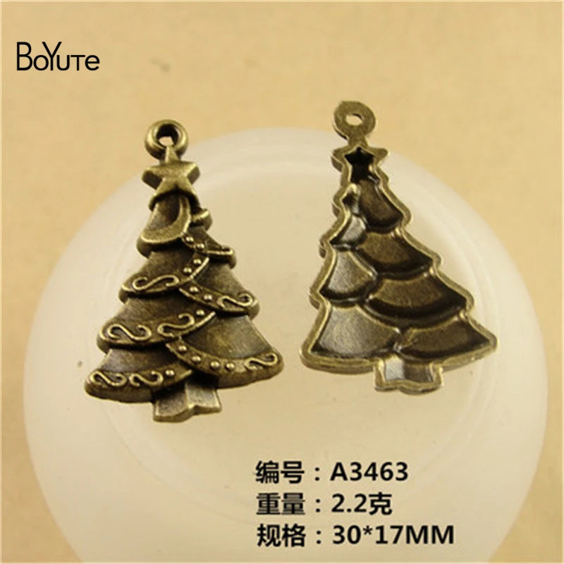 Vintage Christmas Tree Pendant Charms Antique Bronze DIY Jewelry Finding