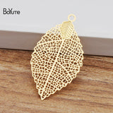 BoYuTe Metal Brass Hollow Leaf Pendant 35*19MM 50 Pieces