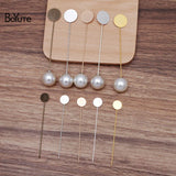 BoYuTe 50 Pcs 5 Colors 10MM 15MM Flat Brooch Base Settings Diy Pearl Brooch Pin