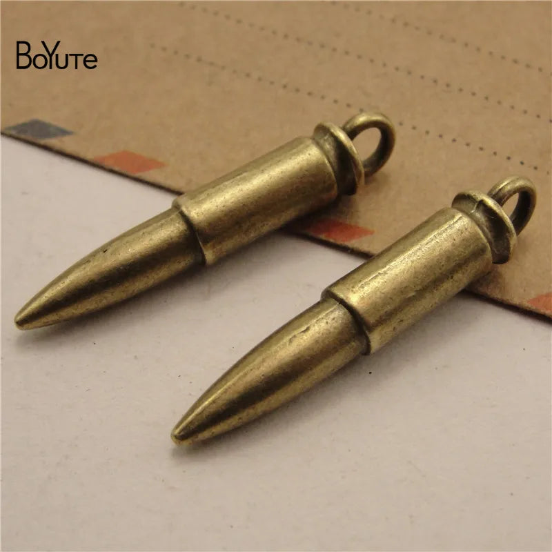 BoYuTe 50Pc Metal 33*12MM Bullet Pendant Charms DIY Hand Jewelry