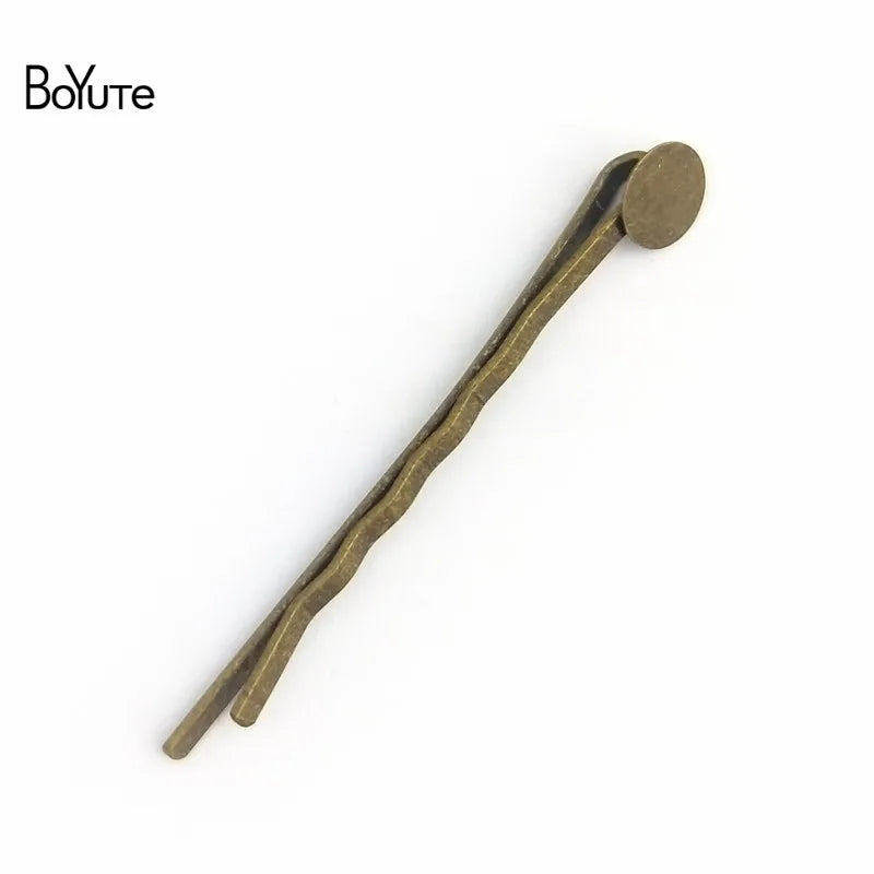 BoYuTe 50 Pcs Metal Hair Pins Base 55MM Bobby Hair Clip DIY Jewelry Making