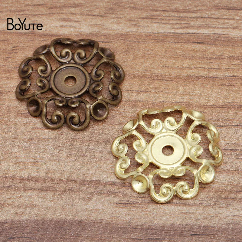 BoYuTe 23MM 2 Colors Filigree Flower Charm Brass DIY Pendant Charms