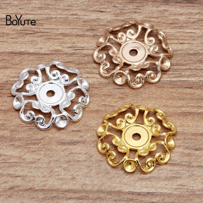 BoYuTe 23MM 2 Colors Filigree Flower Charm Brass DIY Pendant Charms