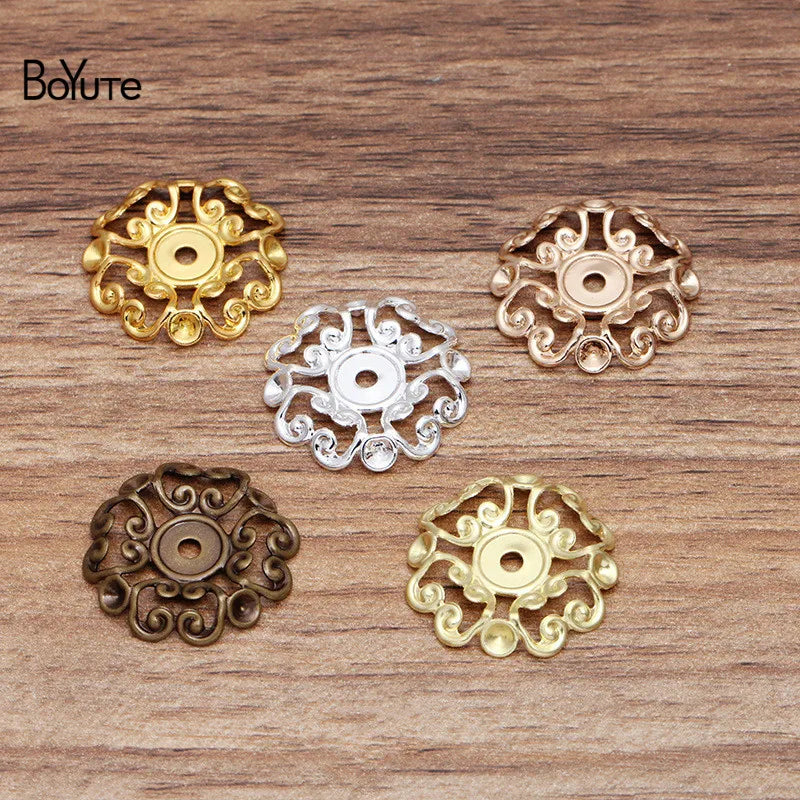 BoYuTe 23MM 2 Colors Filigree Flower Charm Brass DIY Pendant Charms