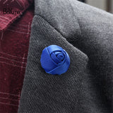 BoYuTe 5Pcs High Hand Fabric Flower Rose Mens Lapel Pin Groom Wedding