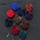BoYuTe 5Pcs High Hand Fabric Flower Rose Mens Lapel Pin Groom Wedding