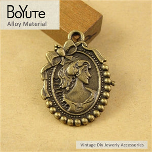 BoYuTe Antique Bronze Beauty Head Alloy Pendants for Jewelry Findings