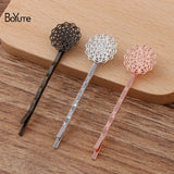 BoYuTe 15MM Filigree Flower Hair Barrette Supply Retro DIY Hair Accessories